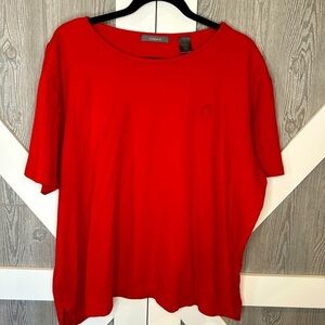 Bag056. Liz Claiborne Red Short Sleeve Tee Round Neck Embroidered 3x
